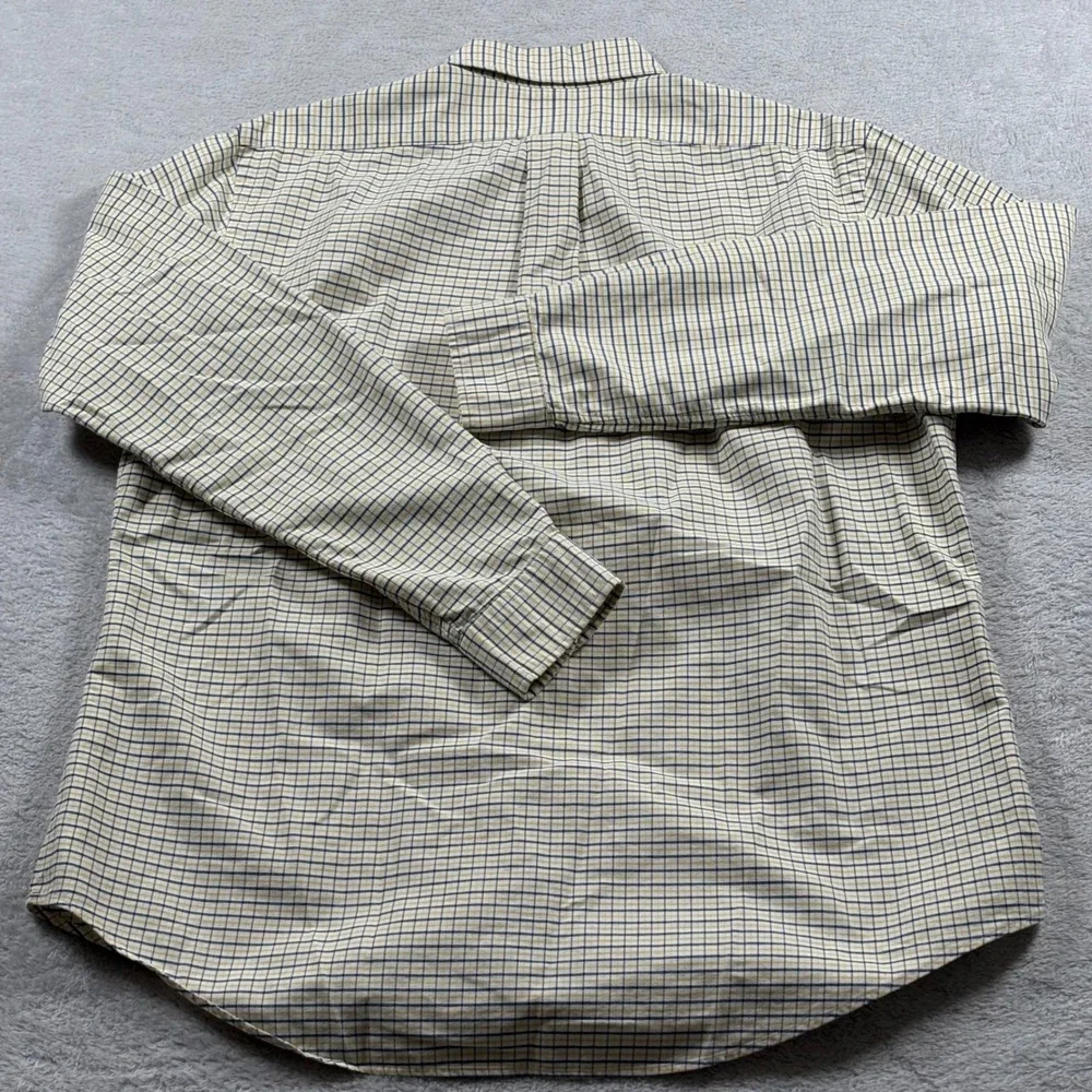 Polo Ralph Lauren Mens Custom Fit Button Down Shirt Yellow Navy Check Large